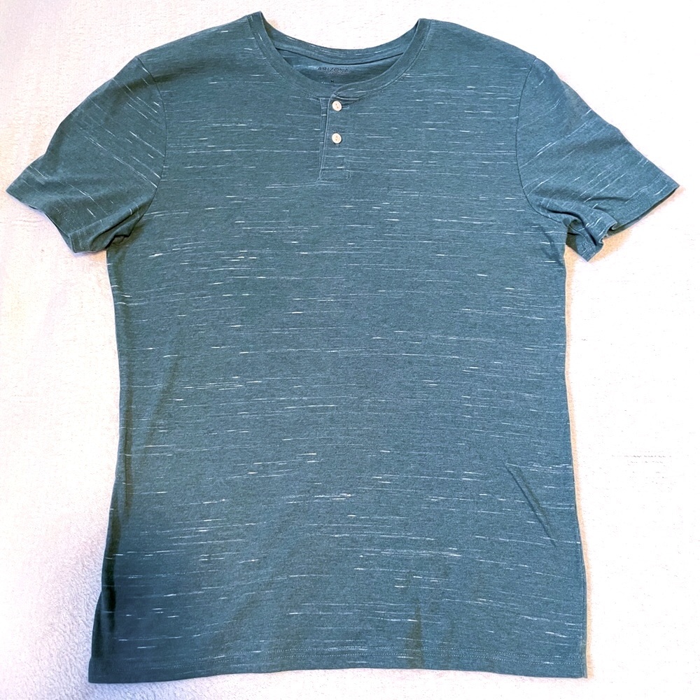 Arizona Men Green 2 Button Shirt Medium 60% Cotton